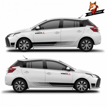 Gloss Auto Side Car Sticker Sport Stripes Car Stickers Car Both Side Body Sport Auto Stickers for TOYOTA YARIS 13-18